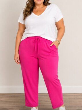 NWT Torrid Hot Pink Challis Drawstring Taper Pants Size 3X 22/24 Lounge Pull On
